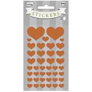 Sticker - oblat kobberhjerter. 2ark 