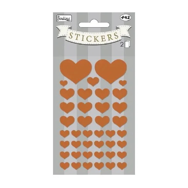 Sticker - oblat kobberhjerter. 2ark 