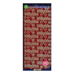 Stickers glimmer tillykke 640 r�d S8
