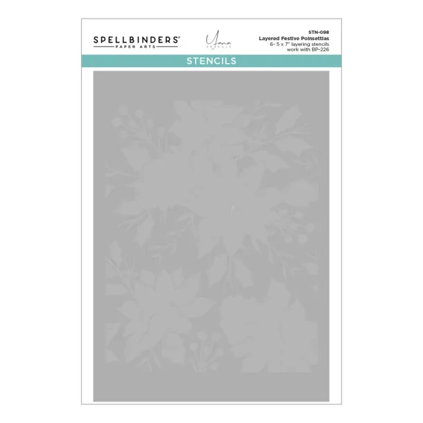 Layered Festive Poinsettias Stencil (STN-098)