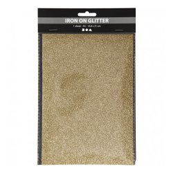 Strygestof, 148x210 mm, Glitter, Guld, 1 Ark