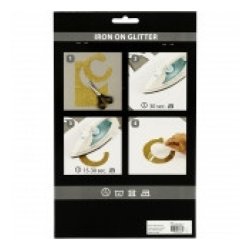 Strygestof, 148x210 mm, Glitter, Lysebl, 1 Ark