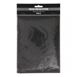 Strygestof, 148x210 mm, Glitter, Sort, 1 Ark
