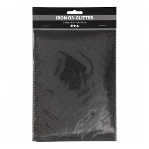 Strygestof, 148x210 mm, Glitter, Sort, 1 Ark