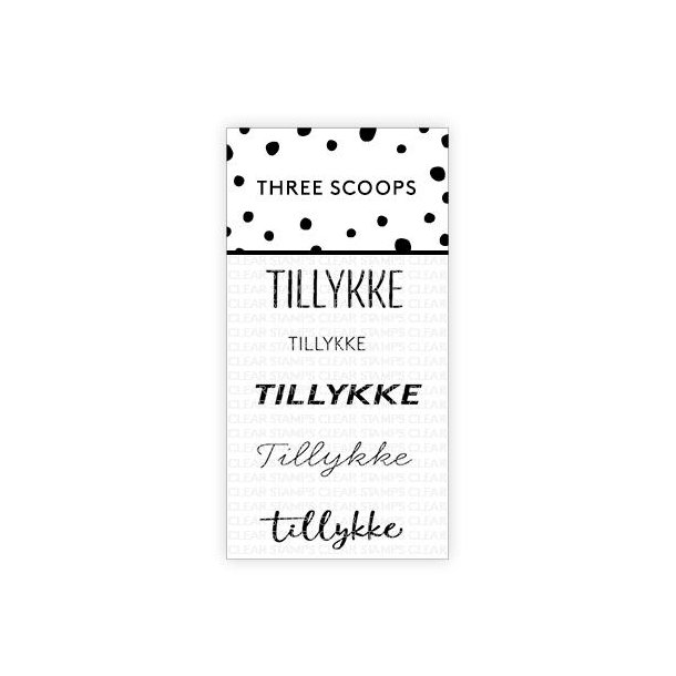 Akrylstempel Tillykke (5 forskellige) Three Scoops