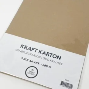 Kraft ensfarvet karton A4 5ark 280g