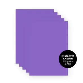 Lilla ensfarvet karton A4 5ark 210g