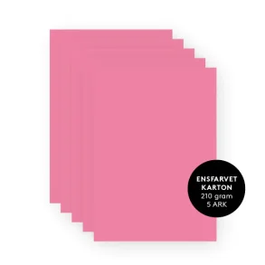 Pink ensfarvet karton A4 5ark 210g
