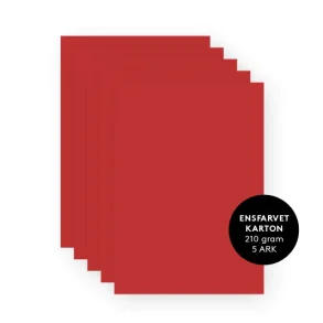 R�d ensfarvet karton A4 5ark 210g