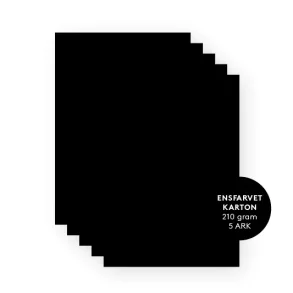 Sort ensfarvet karton A4 5ark 210g