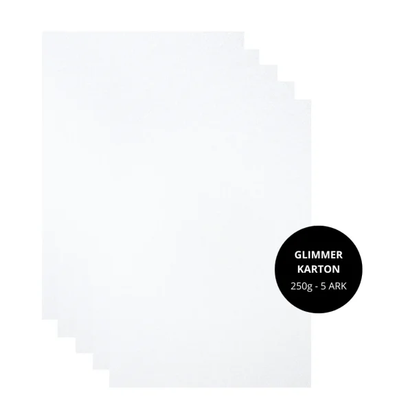Glimmerkarton - hvid A4 5stk 250gram Three Scoops