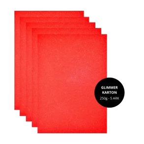 Glimmerkarton - intens r�d A4 5stk 250gram Three Scoops