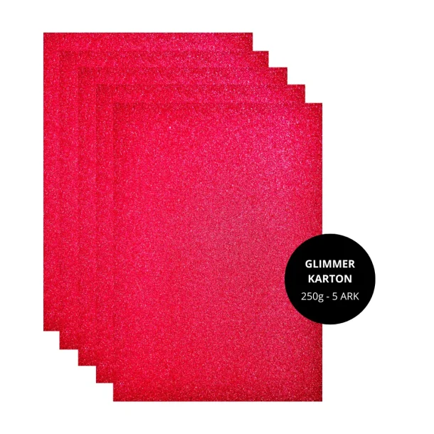 Glimmerkarton - m�rker�d A4 5stk 250gram Three Scoops