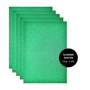 Glimmerkarton - grn A4 5 ark 250gram Three Scoops