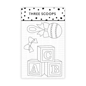 Akrylstempel Babyklodser og rangle