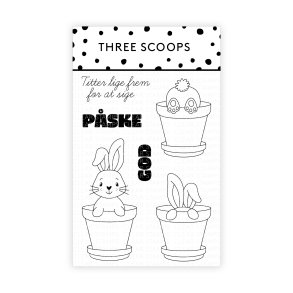 Akrylstempel Kaniner i krukke Three Scoops