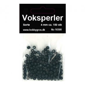 Voksglasperler 4mm ca. 150stk sort