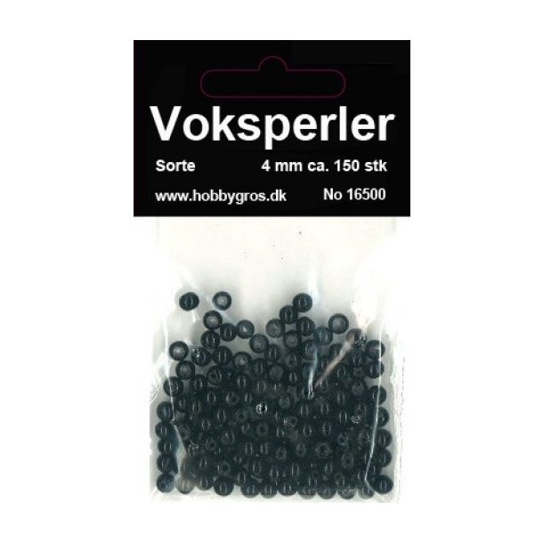 Voksglasperler 4mm ca. 150stk sort