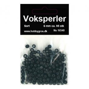 Voksglasperler 6mm ca. 95stk sort