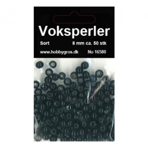 Voksglasperler 8mm ca. 50stk sort