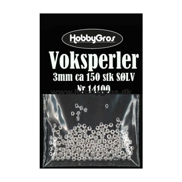 Voksperler 3mm ca. 150stk slv