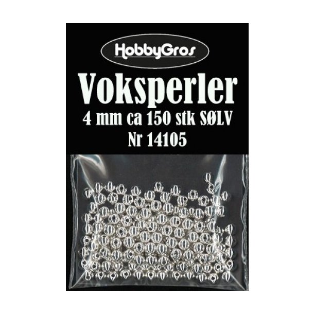 Voksperler 4mm ca. 150stk slv