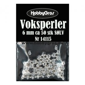 Voksperler 6mm ca. 50stk s�lv