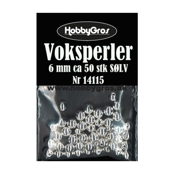 Voksperler 6mm ca. 50stk slv