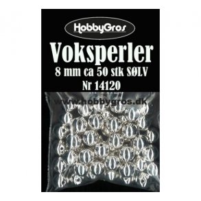 Voksperler 8mm ca. 50stk s�lv