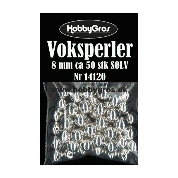 Voksperler 8mm ca. 50stk slv