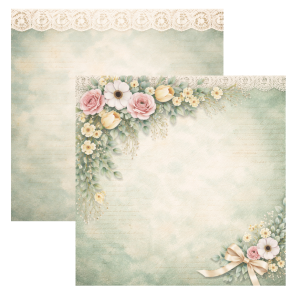 Designpapir Blomstrende Minder - 30,5 x 30,5 cm. - Luna Hobby